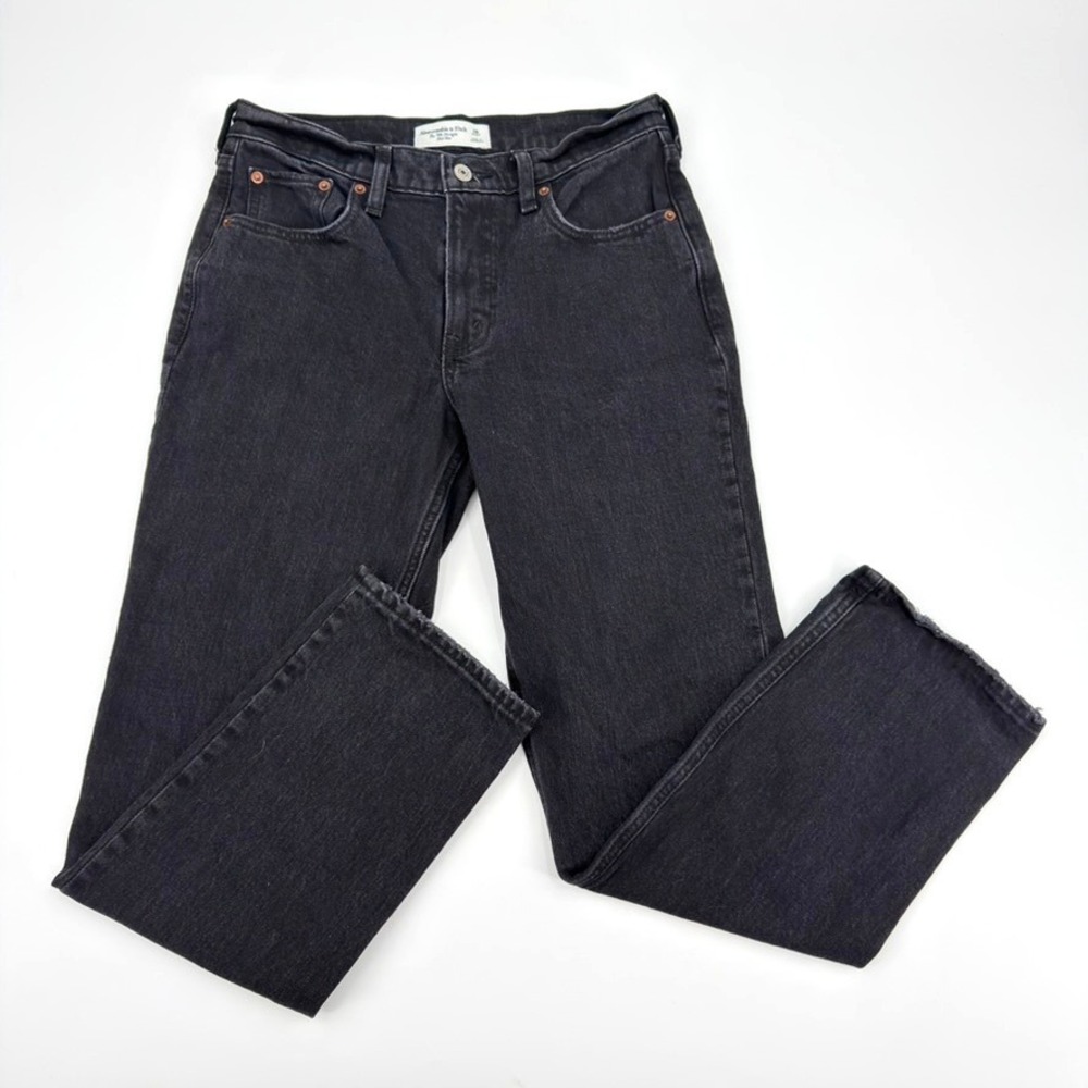 Abercrombie & Fitch The 90s Straight Mid Rise Jeans Black 26 Short Button Fly